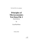 Principles of  Microeconomics  Test Item File 1 Ninth Edition by  Case/Fair/Oster