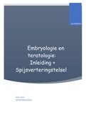 uitgebreide samenvatting embryo en teratologie : inleiding + spijsvertering