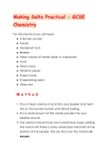GCSE Chemistry - Making Salts Practical Summary Sheet (Achieved 8/8)