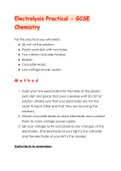 GCSE Chemistry - Electrolysis Practical Summary Sheet (Achieved 8/8)