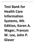 Test Bank for Health Care Information Systems, 4th Edition, Karen A. Wager, Frances W. Lee, John P. Glaser