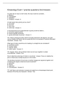 Kinesiology Exam 1 practice questions And Answers