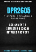 DPR2605: The Applied Public Relations Programme: Assignment 3 (Answers) Semester 1 2023 (Example page provided) 