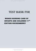 TEST BANK FOR WONGS NURSING CARE OF INFANTS AND CHILDREN 11TH EDITION HOCKENBERRY.