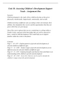 Unit 18 - Assessing Children's Developmental Support Needs (Assignment 1)