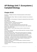 Ap Biology Unit 7: Ecosystems