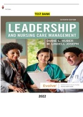 Test Bank-Leadership and Nursing Care Management 7Ed. by Diane Huber & M. Lindell Joseph- Complete Elaborated and Latest Test Bank. ALL Chapters(1-26)Included and updated for 2023