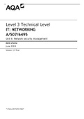 AQA Level 3 Technical Level IT: NETWORKING A/507/6495 Unit 6 Network security management Mark scheme 