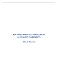 Summary of Alternative Investments, trends and outlooks