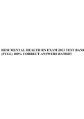 HESI MENTAL HEALTH RN EXAM 2023 TEST BANK (FULL) 100% CORRECT ANSWERS RATED & HESI Mental Health Exam, Mental Health HESI Exam latest version with answers (1.)