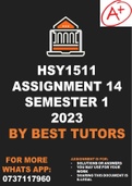 HSY1511 Assignment 4 Semester 1 - 2023 (SOLUTIONS)