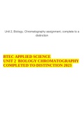 BTEC APPLIED SCIENCE UNIT 2 BIOLOGY CHROMATOGRAPHY COMPLETED TO DISTINCTION 2023 