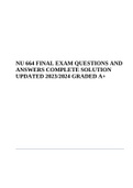 NU 664 FINAL EXAM QUESTIONS AND ANSWERS COMPLETE SOLUTION UPDATED 2023/2024 GRADED A+