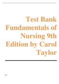 Test Bank Fundamentals of Nursing 9th Edition by Carol Taylor Pamela Lynn Jennifer Bartlett