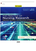 COMPLETE - Elaborated Test Bank for Burns and Grove's The Practice of Nursing Research-Appraisal, Synthesis, and Generation of Evidence 9Ed. by Jennifer R. Gray & Susan K. Grove. ALL Chapters(1-29) Included|808 Pages|Pass - Burns and Grove's The Pra