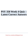 PSY 350 Week 4 Quiz –  Latest Correct Answers 2023