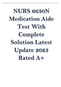 NURS 6630N Medication Aide test with complete solution Latest Update 2023 Rated A+