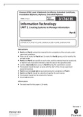 Btec Information Technolog Unit Past Paper 2022, Part A  B