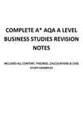 COMPLETE A* AQA A LEVEL BUSINESS STUDIES REVISION NOTES