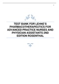 TEST BANK FOR LEHNE’S PHARMACOTHERAPEUTICS FOR ADVANCED PRACTICE NURSES AND PHYSICIAN ASSISTANTS 2ND EDITION ROSENTHAL