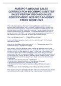HUBSPOT INBOUND SALES CERTIFICATION BECOMING A BETTER SALES PERSON INBOUND SALES CERTIFICATION: HUBSPOT ACADEMY STUDY GUIDE 2023