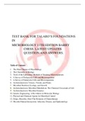 Test bank for Talaro’s Foundations in Microbiology 11th Edition By Barry Chess 1. The Main Themes of Microbiology 2. The Chemistry of Biology 3. Tools of the Laboratory: Methods of Studying Microorganisms 4. A Survey of Prokaryotic Cells and Microorganism