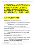 VERIFIED ANSWERS S-95 SUPERVISION OF FIRE ALARM SYSTEMS EXAM  LEHMAN COLLEGE 2023
