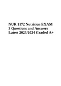 NUR 1172;Nutrition Final EXAM - Questions and Answers Latest 2023 Graded  100%