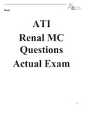ATI Renal MC Questions Actual Exam 2023