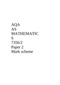 AQA AS MATHEMATIC S 7356/2 Paper 2 Mark scheme