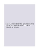 PAX NLN VOCABULARY QUESTIONS AND ANSWERS FROM ACTUAL EXAM 2023 UPDATE A+ SCORE.