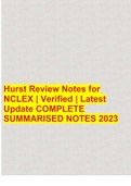 Hurst Review Notes for NCLEX | Verified | Latest Update COMPLETE SUMMARISED NOTES 2023