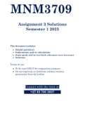 MNM3709 - ASSIGNMENT 3 SOLUTIONS (SEMESTER 01 - 2023)