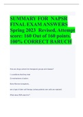 SUMMARY FOR NAPSR  FINAL EXAM ANSWERS  Spring 2023 Revised, Attempt  score: 160 Out of 160 points. 100% CORRECT BARUCH