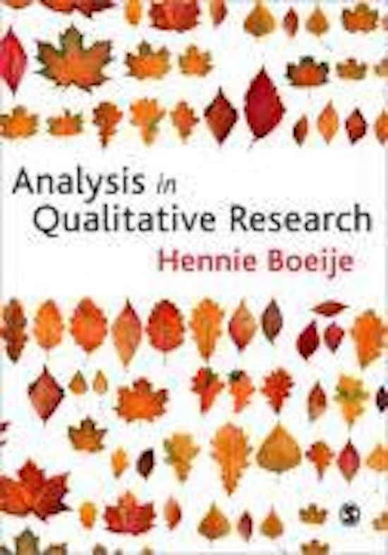 Pre master Communicatiewetenschappen UT - Samenvatting Analysis in Qualitative Research, ISBN: 9781847870070  Qualitative Research 